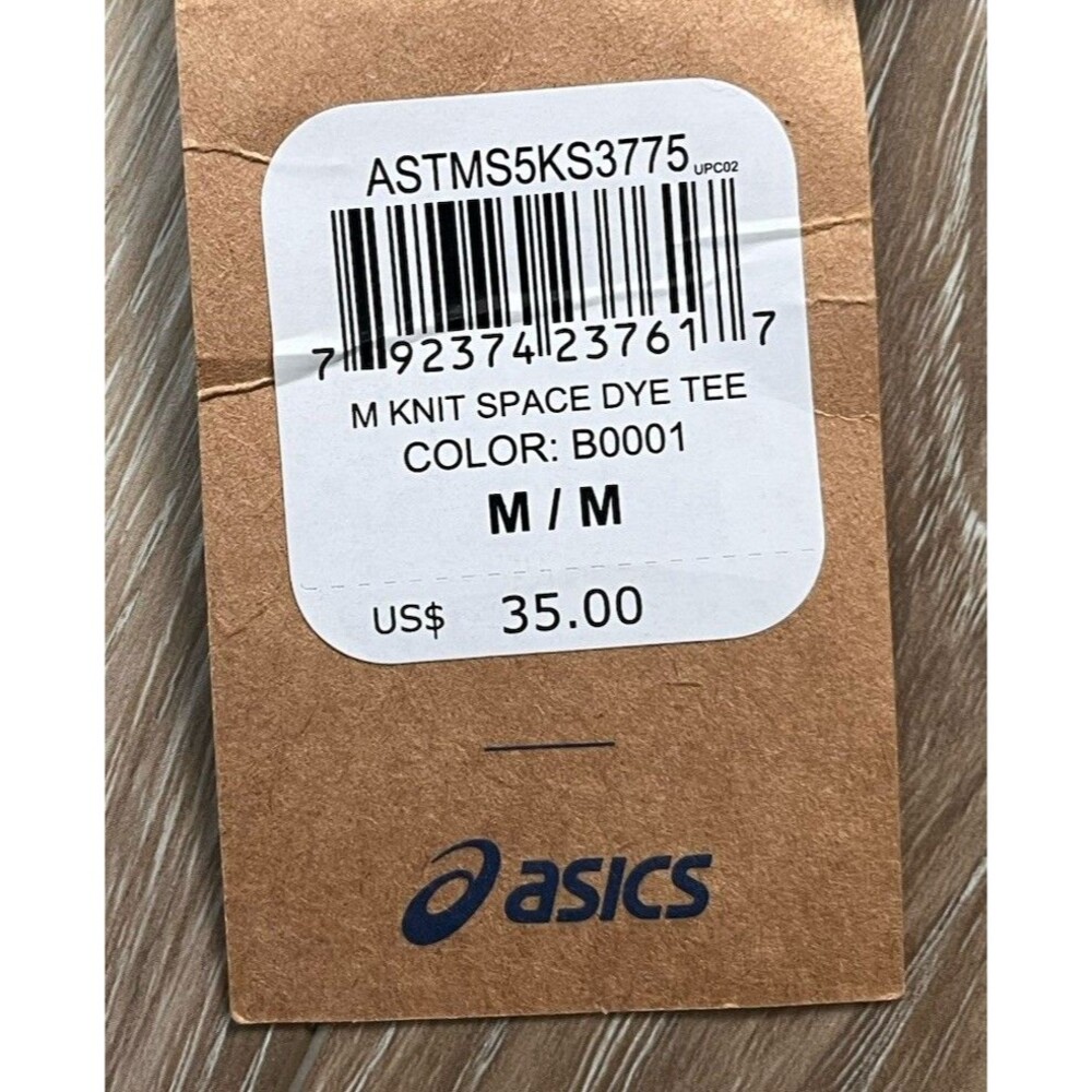 Asics Blue Knit Space Dye Short Sleeve Athletic Tee Mens Sz M NWT Performance - Picture 8 of 10
